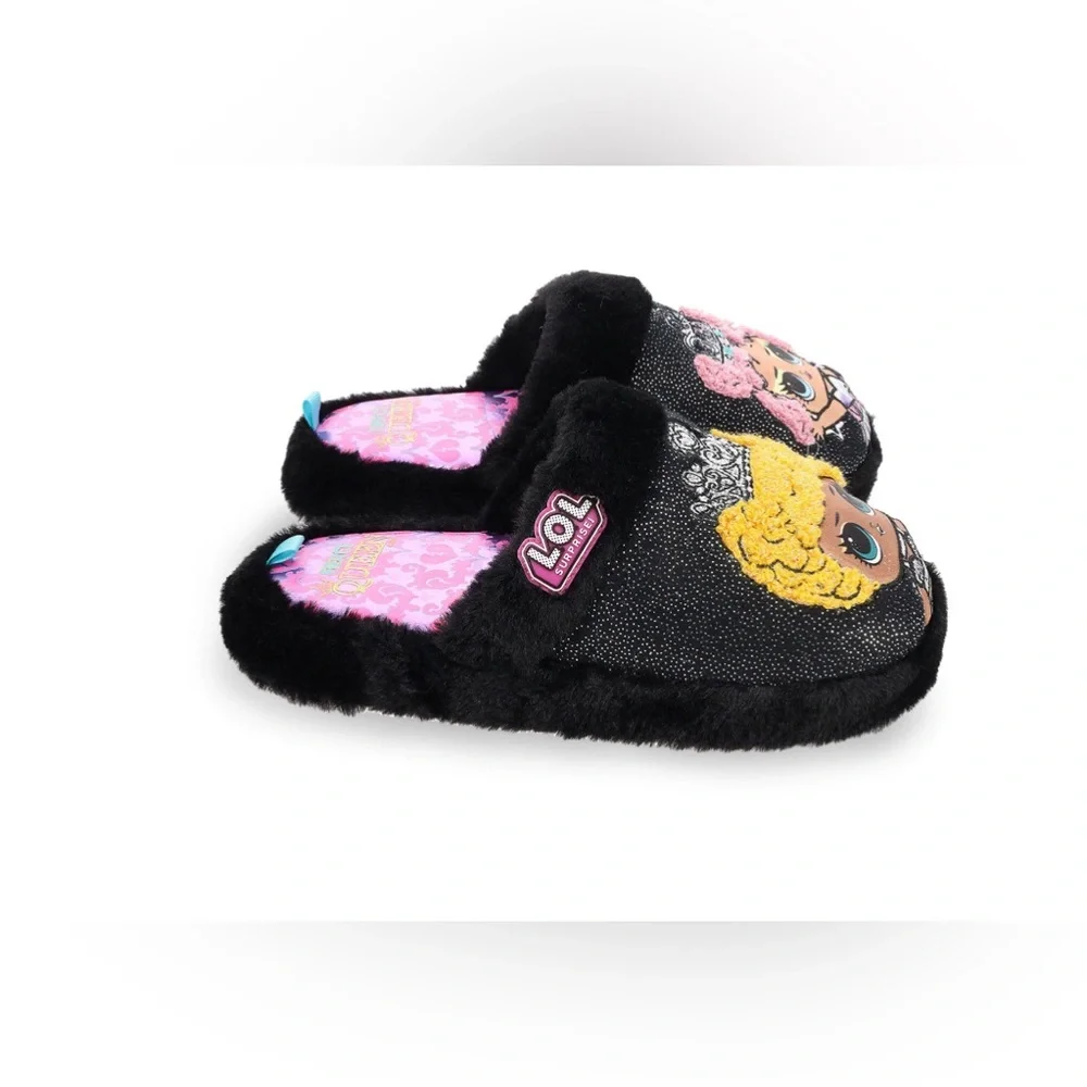 L.O.L. Surprise!‎ Little Girl’s black plush sequin slippers size 6 brand new